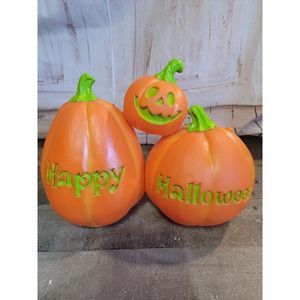 Gemmy happy Halloween pumpkin talking light decor figure